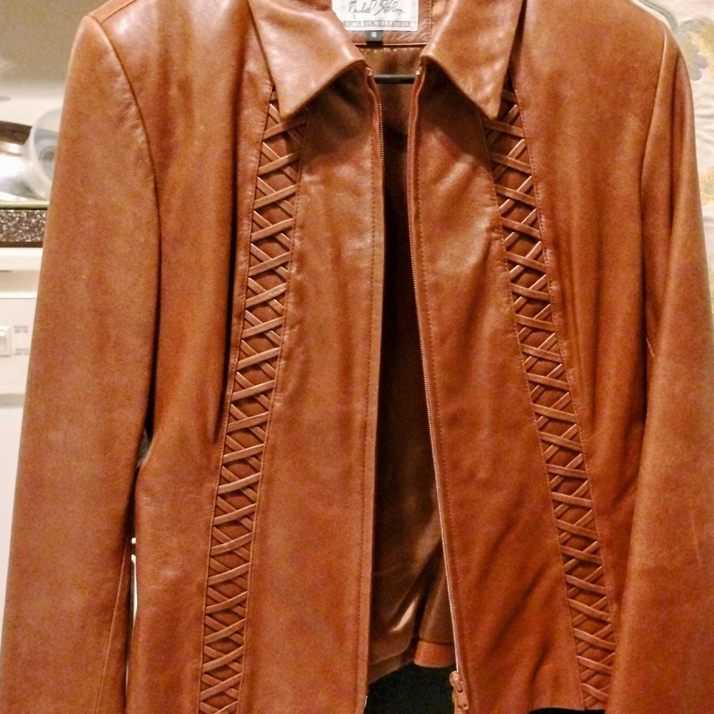 North Beach Leather Brown Jacket-Micheal Holden Designs- Perfect Condition-